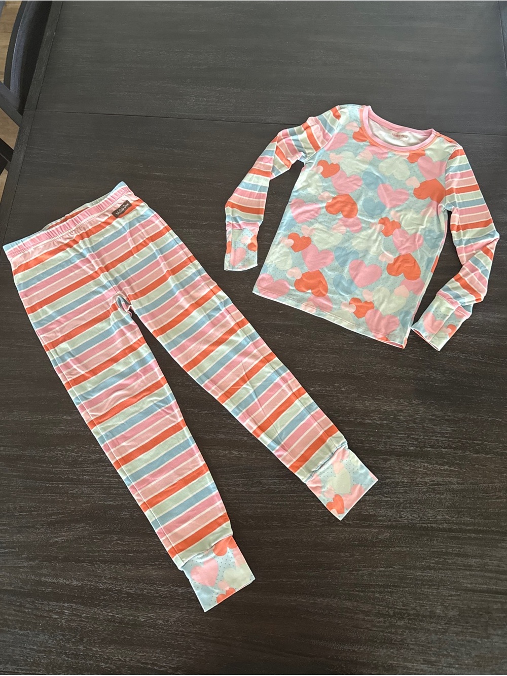 Matilda Jane Girls 8 Matching Pajama Set Hearts and Stripes